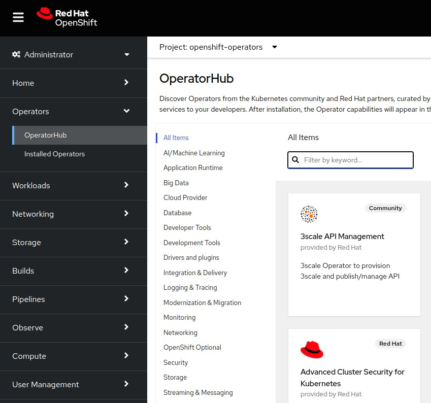 OperatorHub UI